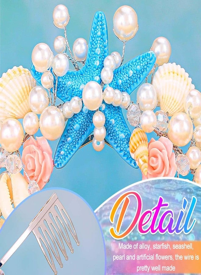 CAKURE Starfish Crown Headband Seashell Mermaid Headpiece Beach Wedding Hair Accessories for Women - Image 4