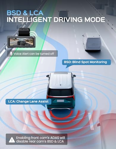 TECXERLLON 4K Dash Cam Front and Rear with ADAS Assist, Free 128GB Card Included, Built-in GPS & 5G WiFi, G-Sensor, Dash Camera with No-Light Night Vision,170°/150° Wide View, 24H Parking Mode - Image 4