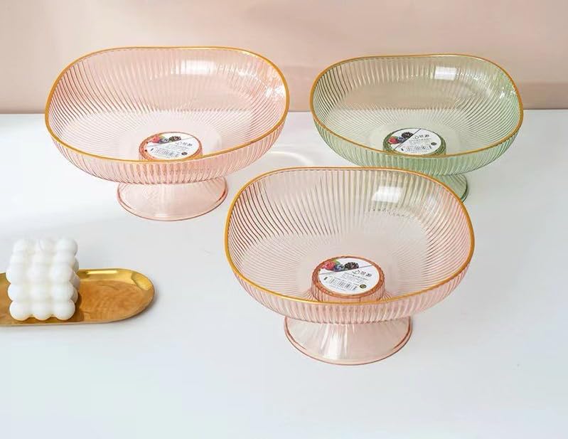 SAJANI Elegant Fruit and Vegetable Storage Bowls, Large Transparent Fruit Serving Plate, Decorative Fruit Bowl for Vegetables, Snacks, Fruits & Candy (Multicolor) (Pack of 1) (Square Fruit Bowl) - Image 1