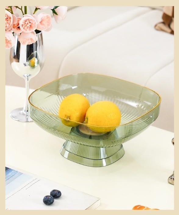 SAJANI Elegant Fruit and Vegetable Storage Bowls, Large Transparent Fruit Serving Plate, Decorative Fruit Bowl for Vegetables, Snacks, Fruits & Candy (Multicolor) (Pack of 1) (Square Fruit Bowl) - Image 4