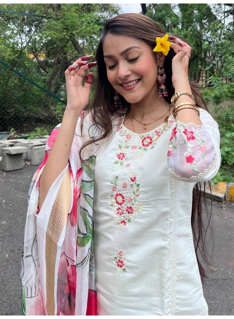 Ameya Chanderi-silk-stitched-kurti-with-embroidery-work - Image 1