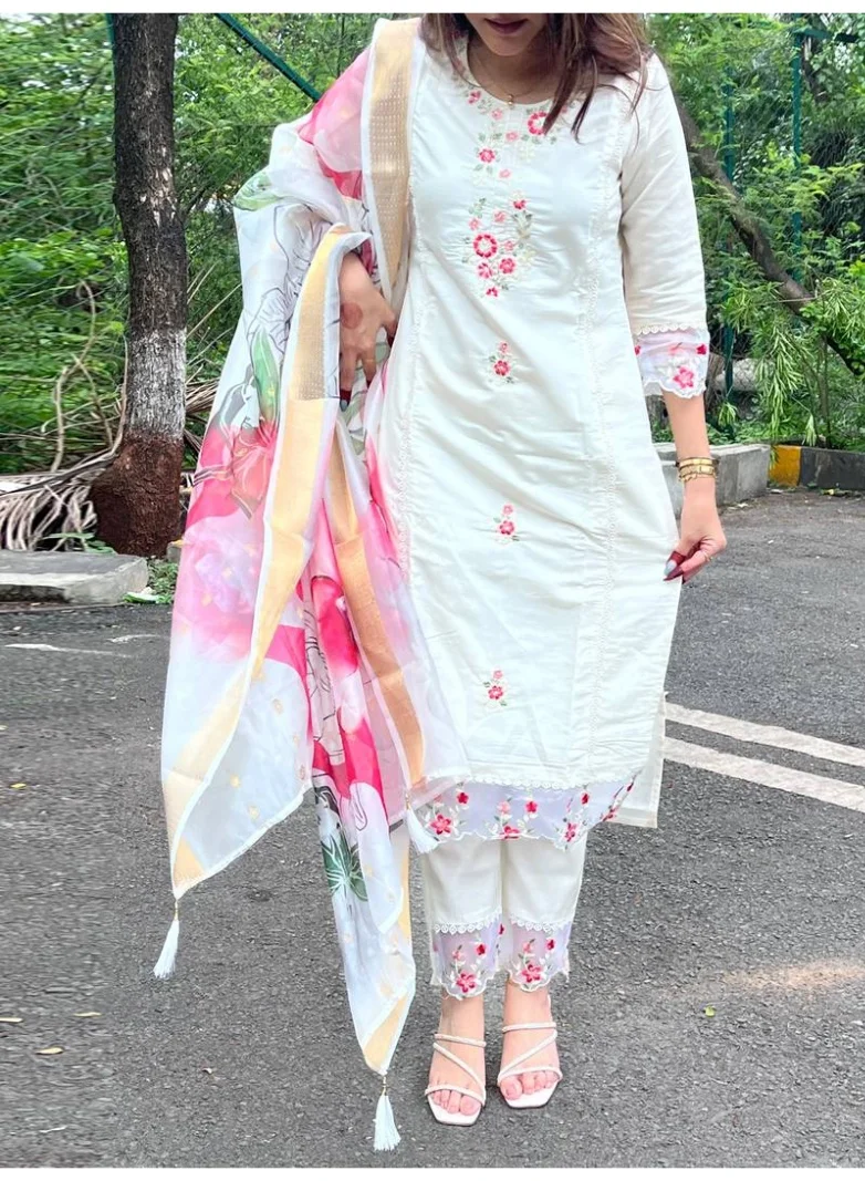 أميا Chanderi-silk-stitched-kurti-with-embroidery-work