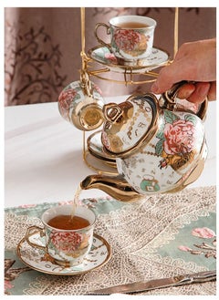 20 Pieces Porcelain Tea Set With Metal Holder, European Ceramic tea set for adults ,Turkish Tea Set,Tea Set For Cups& Saucer Service for 6, with  Teaspoons - pzsku/ZBD7B40C1F1AB32AFB744Z/45/_/1647524654/a69f50ac-43fe-49a2-8df2-82e38ff0ebd4