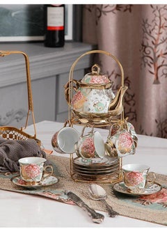 20 Pieces Porcelain Tea Set With Metal Holder, European Ceramic tea set for adults ,Turkish Tea Set,Tea Set For Cups& Saucer Service for 6, with  Teaspoons - pzsku/ZBD7B40C1F1AB32AFB744Z/45/_/1647524655/6be05ccd-67ae-4323-b2db-d9ff20fe45ea