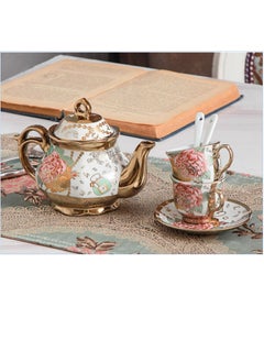 20 Pieces Porcelain Tea Set With Metal Holder, European Ceramic tea set for adults ,Turkish Tea Set,Tea Set For Cups& Saucer Service for 6, with  Teaspoons - pzsku/ZBD7B40C1F1AB32AFB744Z/45/_/1647524655/814dc5e2-d68a-4ed3-8506-f29061d93913