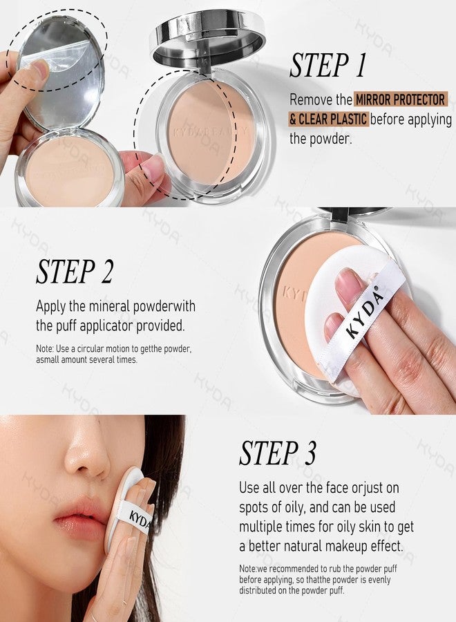KYDA بودرة معدنية KYDA، SPF 35، بودرة أساس مضغوطة 4 في 1 مع خافي العيوب وتثبيت، أساس مضغوط خفيف الوزن غير لامع، تغطية خفيفة إلى متوسطة، #متوسط - Image 2