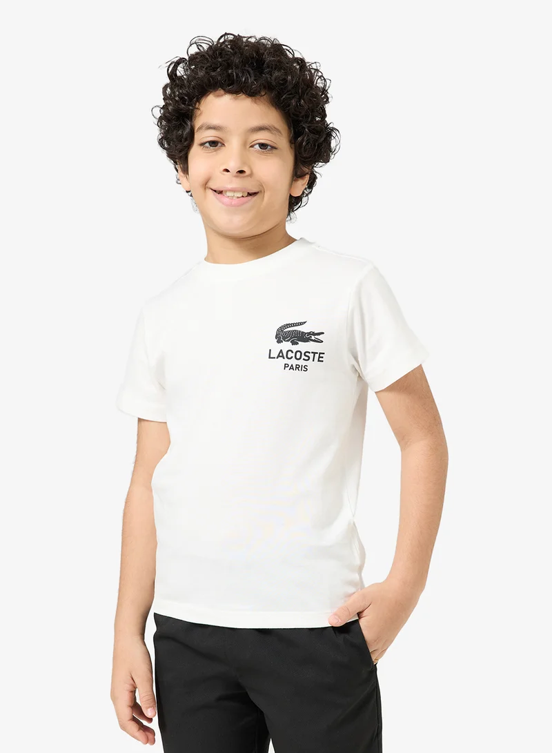 لاكوست تيشيرت شبابي بياقة دائرية وطبعة