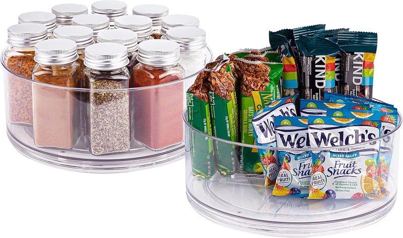 Oizeir Lazy Susan Turntable (2-Pack) - Clear Acrylic, Rotates 360 Degrees, Easily Organize Your Fridge, Cabinet or Counter - Carousel Storage for Food, Spices, Cosmetics - Image 1