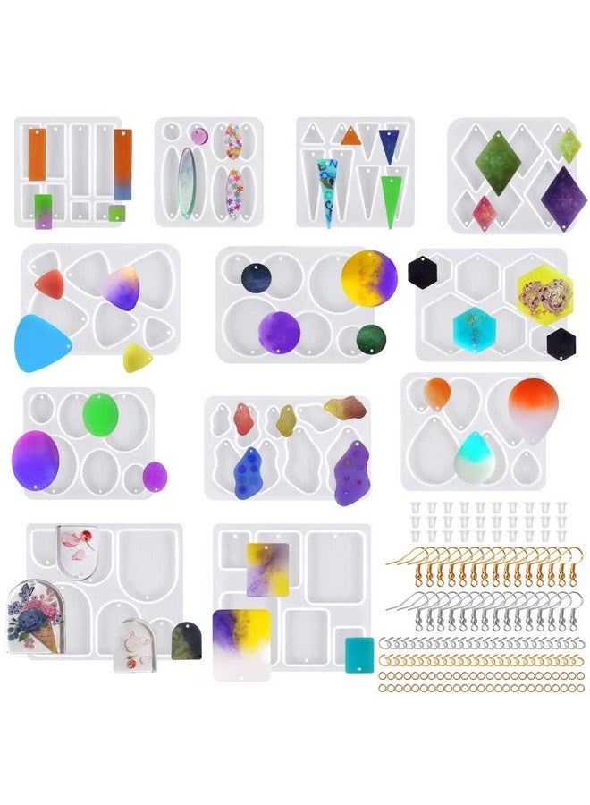 SENHAI 12 Pcs Resin Jewelry Molds With 340 Pcs Earring Accessories, Variety Size Earring Resin Molds With Hole, Resin Earring Molds Silicone For Making Jewelry, Earrings, Pendants - Image 1