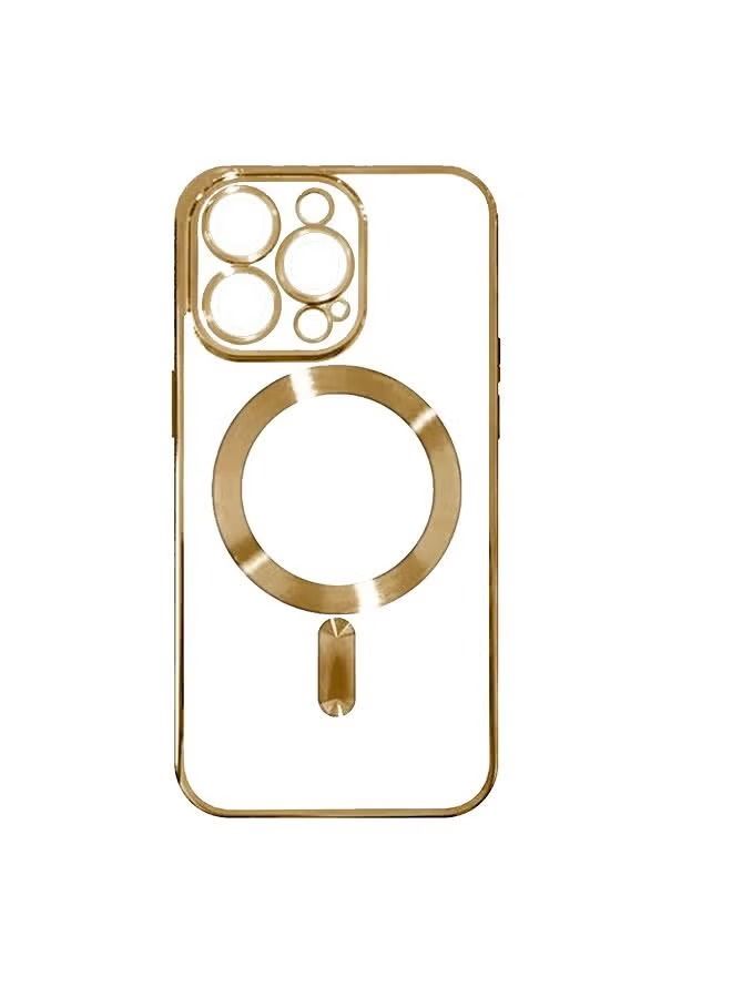 Zaboon iPhone 14 Pro Max Magnetic Case Support MagSafe Charger Wireless Anti Scratch Shockproof Clear Four Corner Cushion Screen Protector Anti Dropping Full Body Protection Cover Gold - Image 1