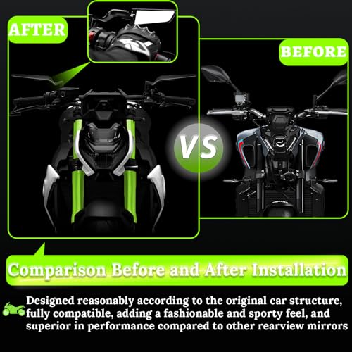CABORIALLAN Motorcycle Rear View Mirrors, Adjustable 360° Rotating Stealth Wind Wing Side Mirrors Compatible with Kawasaki Z400 Z650 Z1000 Duke 125 200 250 390 690 790 1290 etc (8mm, 10mm) - Image 3