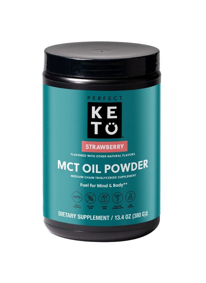Perfect Keto - Mct Oil C8 Powder Coconut Medium Chain Triglycerides For Pure Clean Energy Ketogenic Non Dairy Coffee Creamer Bulk Supplement Helps Boost Ketones (Strawberry) - Image 1