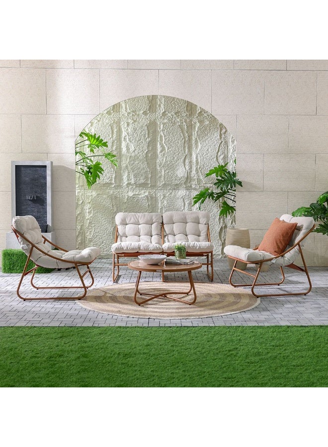 DANUBE HOME طقم أريكة خارجية زويا 4 مقاعد | أثاث حديقة بإطار فولاذي | تصميم حديث لطقم أريكة في الفناء | طاولة وكراسي للجلوس في الحديقة الخارجية - Image 2