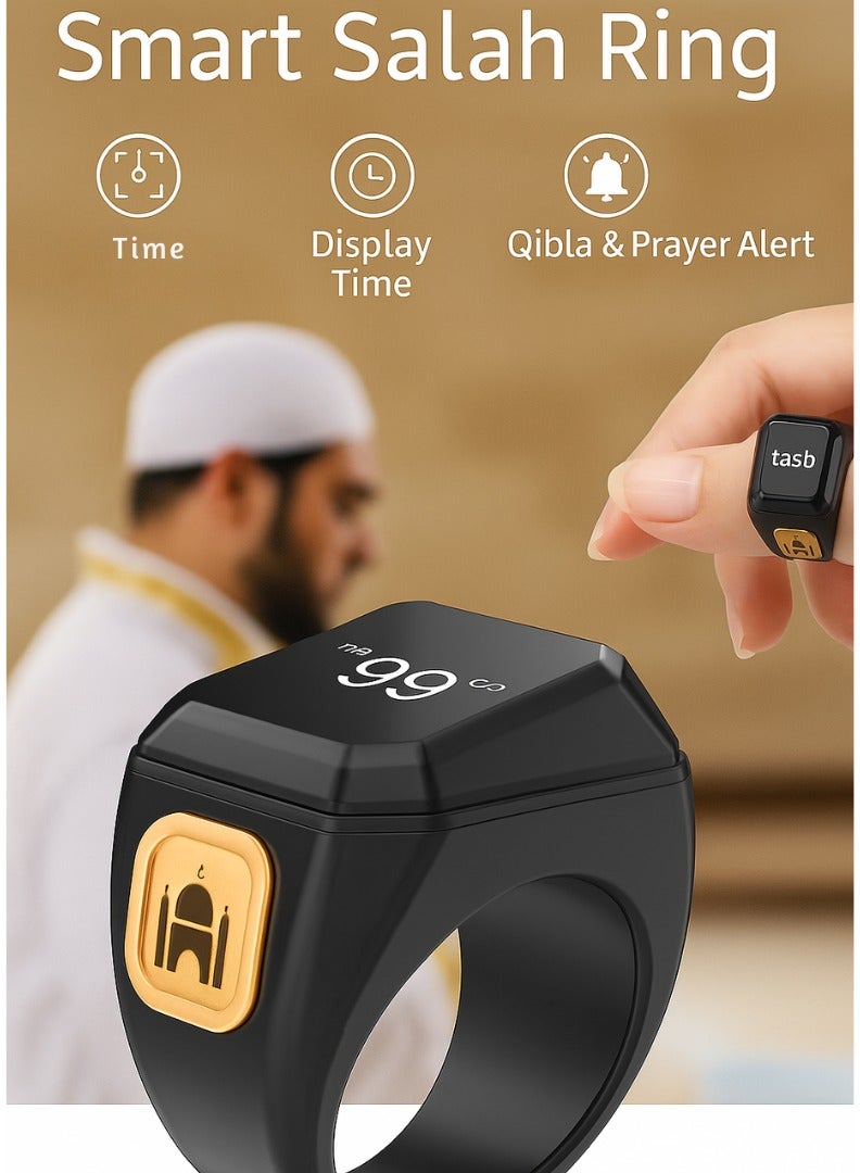 Smart Islamic Ring – Prayer Reminder, Qibla Compass, Tasbih Counter, and Time Display  - Image 2
