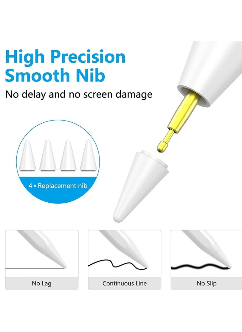 Stylus Pen for iPad (2018-2022) - Compatible with iPad 10/9/8/7/6, Mini 6/5, Air 5/4/3, Pro 11''/12.9'' - Capacitive Pen with 4 Replacement Tips and Palm Rejection (White) - Image 4