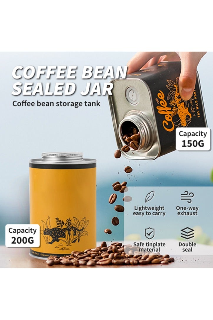 200ml Vintage Airtight Coffee Beans Canister, Kitchen Waterproof Containers With Pump Vacuum Lids, Portable Metal Jars Food Storage Fall-Resistant For Candy, Tea, Spices, Condiments  - Image 2