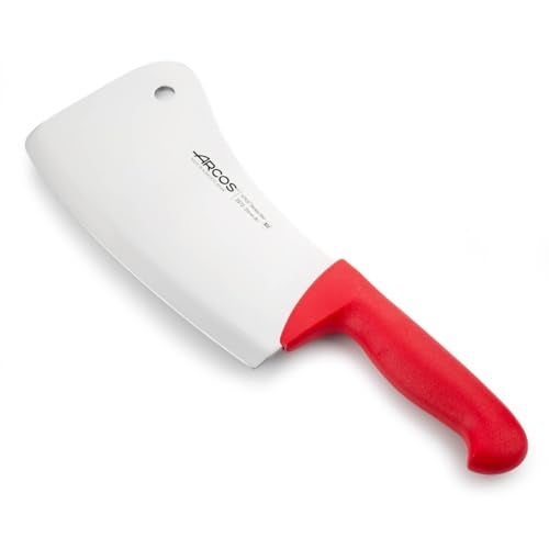 ARCOS Cleaver Knife 8 Inch Nitrum Stainless Steel and 200 mm Blade. Professional Butcher Knife. Ergonomic Polypropylene Handle. Series 2900. Color Red. - Image 1