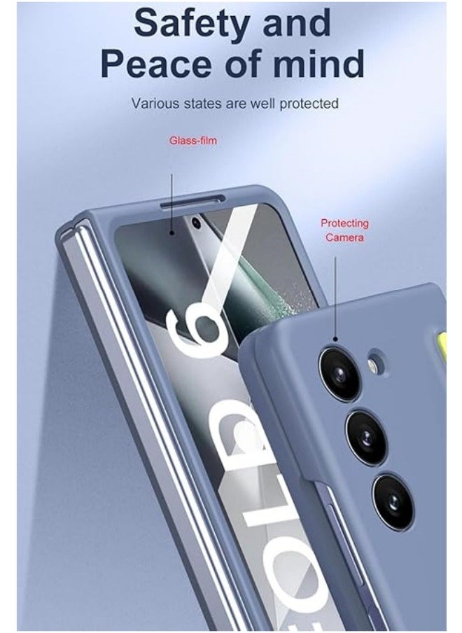 متوافق مع غطاء Galaxy Z Fold 6، [يشمل قلمًا] [مدمج به حامي شاشة زجاجي] PC Slim Shockproof غطاء كامل يوفر حماية للحافة لـ Z Fold 6