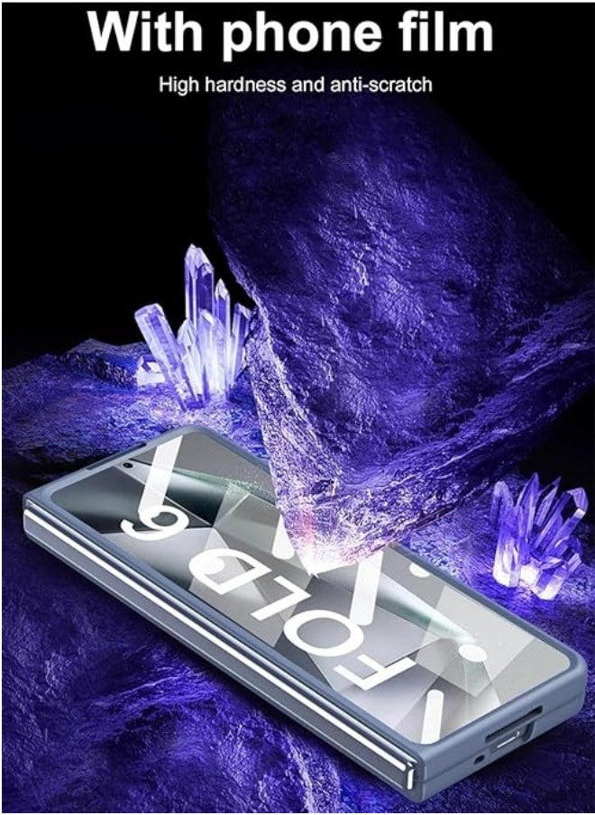 متوافق مع غطاء Galaxy Z Fold 6، [يشمل قلمًا] [مدمج به حامي شاشة زجاجي] PC Slim Shockproof غطاء كامل يوفر حماية للحافة لـ Z Fold 6