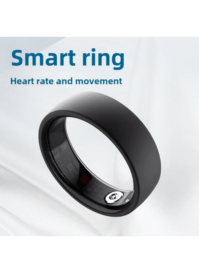 Generic AI Smart Ring Waterproof Blood Oxygen Heart Rate Meter Step Smart Wear Smart Ring-Color:Y10pro+black Ceramic  - Image 3