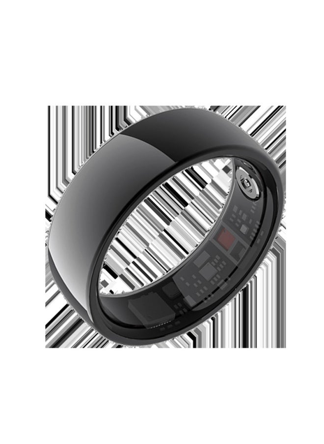 Generic AI Smart Ring Waterproof Blood Oxygen Heart Rate Meter Step Smart Wear Smart Ring-Color:Y10pro+black Ceramic  - Image 1