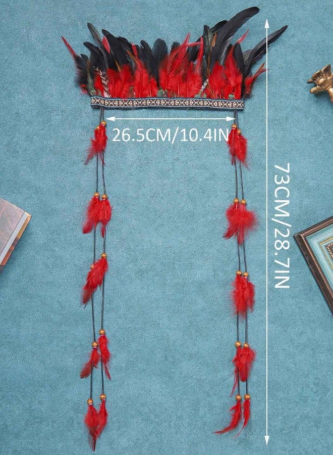 GORTIN Indian Feather Headdress Headbands Native American Costume Hairband Bohemian Hippie Headpiece Gypsy Hair Accessory for Women - Image 4