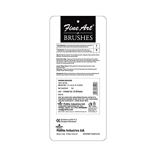 Fine Art Pidilite Fine Art, Paint Brushes, Flat Brushes for Painting, Set of 7, (Size: 1,2,3,4,5,6,8) - Image 2