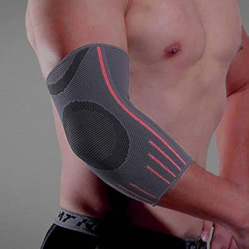 serveuttam® Elbow Support for Gym Badminton (1 Pc) - Elbow Brace for Men Women Workout | Elbow Compression Sleeves for Tendonitis Pain Relief, Tennis, Volleyball, Cricket - Elbow Pain (Red, L) - Image 1