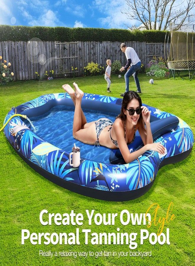 Sinbyuer 2026 Luxury 2 Person Inflatable Tanning Pool Lounger Float, 90 x 67 Inch Extra Large Inflatable Tanning Bed, Sunbathing Pool with Drink Holders & Handles, Personal Suntan Tub for Backyard - Image 3