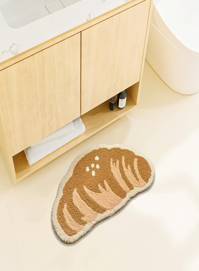 UKELER Funny Bathroom Rugs Cute Croissant Shape Washable Accent Home Decoration Rugs Non-Slip Fluffy Small Bath Rugs for Sink, Bathroom, Bedroom, Kids Room 25''×16'' - Image 2