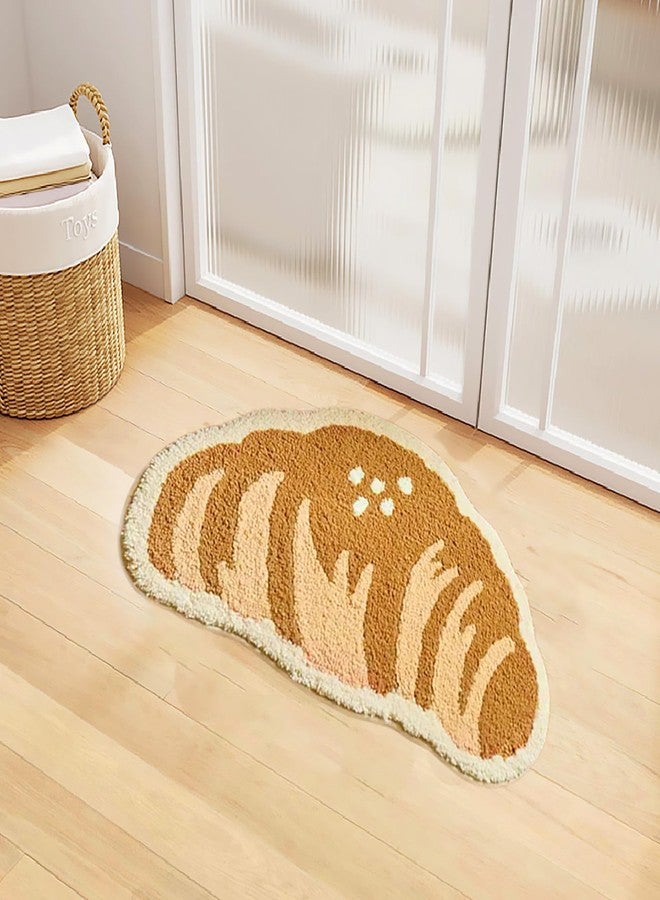 UKELER Funny Bathroom Rugs Cute Croissant Shape Washable Accent Home Decoration Rugs Non-Slip Fluffy Small Bath Rugs for Sink, Bathroom, Bedroom, Kids Room 25''×16'' - Image 3