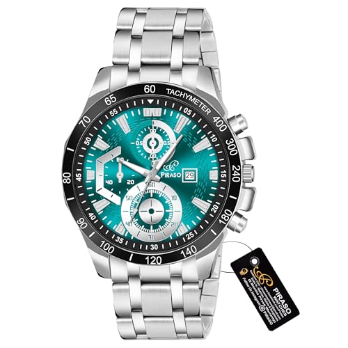 PIRASO Analog Watch Date Display Dial for Men & Boy (Turquoise Silver) - Image 2