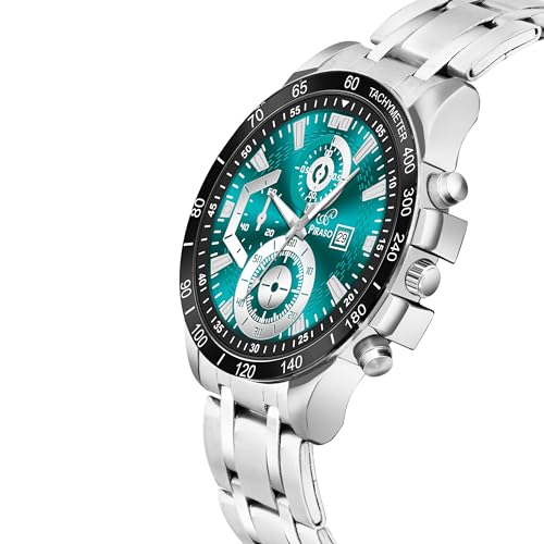 PIRASO Analog Watch Date Display Dial for Men & Boy (Turquoise Silver) - Image 5