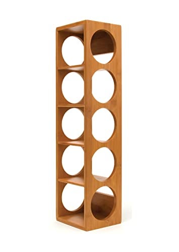 Lipper International 8305 Bamboo Wood Stackable 5-Bottle Wine Rack, 20-3/4" x 5-3/8" x 4-3/4" - Image 1
