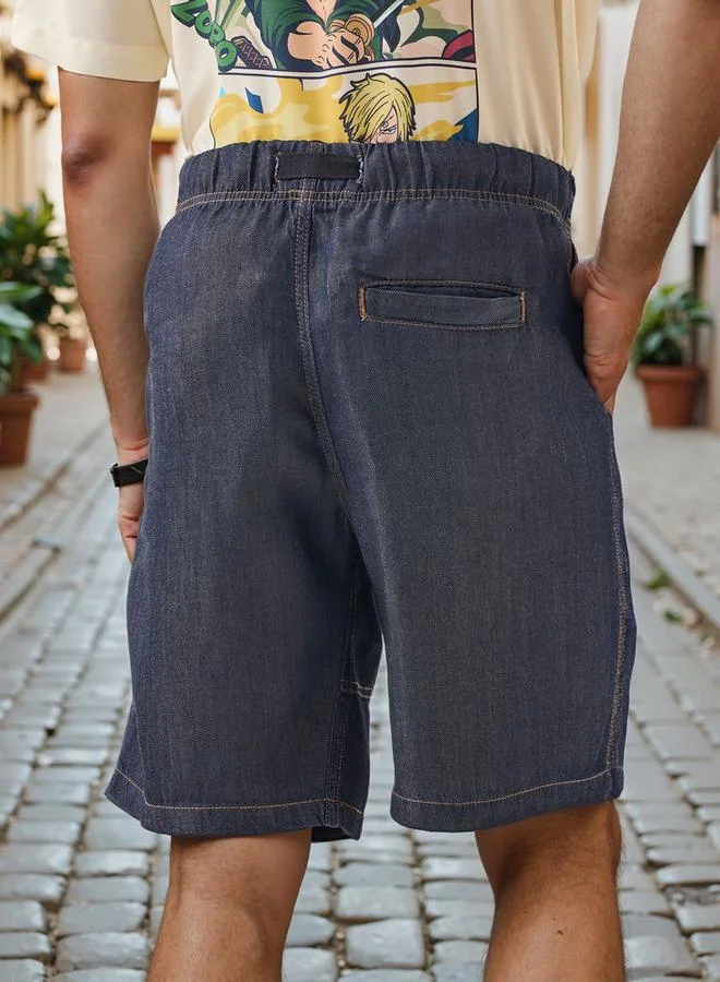 Lee Cooper Lee Cooper Denim Shorts with Pockets and Buckled Strap