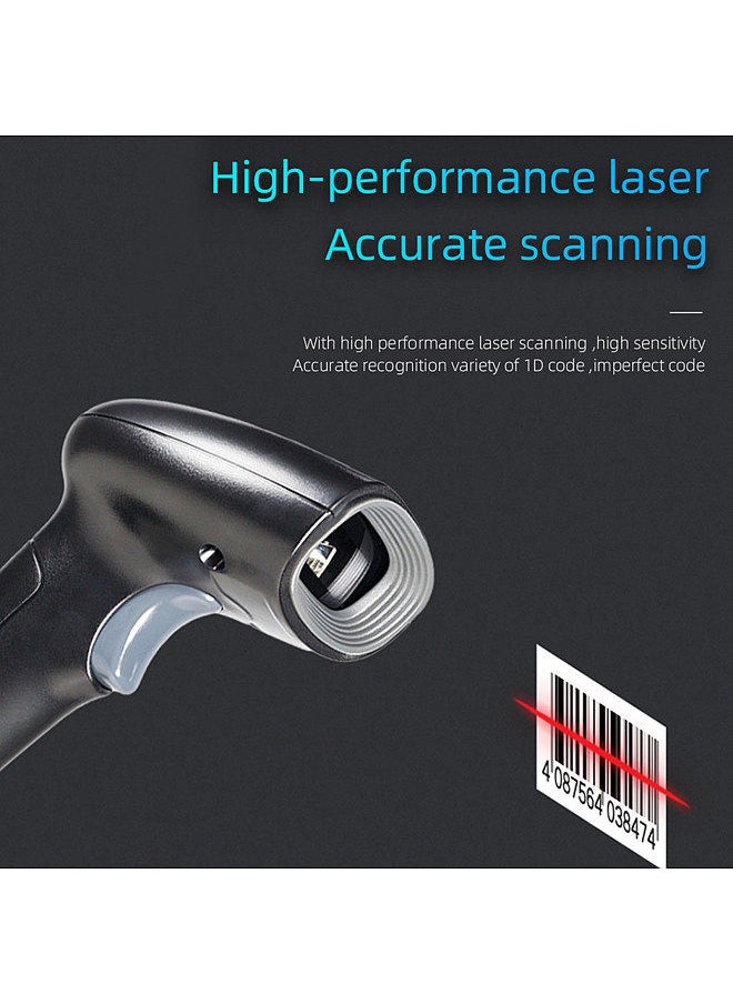 USB Barcode Scanner 1D Handheld Wired Bar Code Reader Support Paper Code Compatible with Windows Android Linux System for Supermarket Library Book Shop Logistics Retail Warehouse