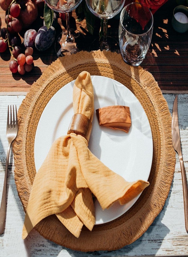 BAVIFY 13.8 in Round Woven Placemats Plate Chargers Set of 6 - Image 4