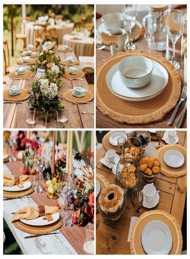 BAVIFY 13.8 in Round Woven Placemats Plate Chargers Set of 6 - Image 2