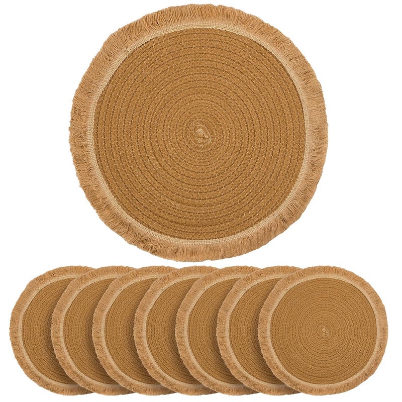 BAVIFY 13.8 in Round Woven Placemats Plate Chargers Set of 6 - Image 1