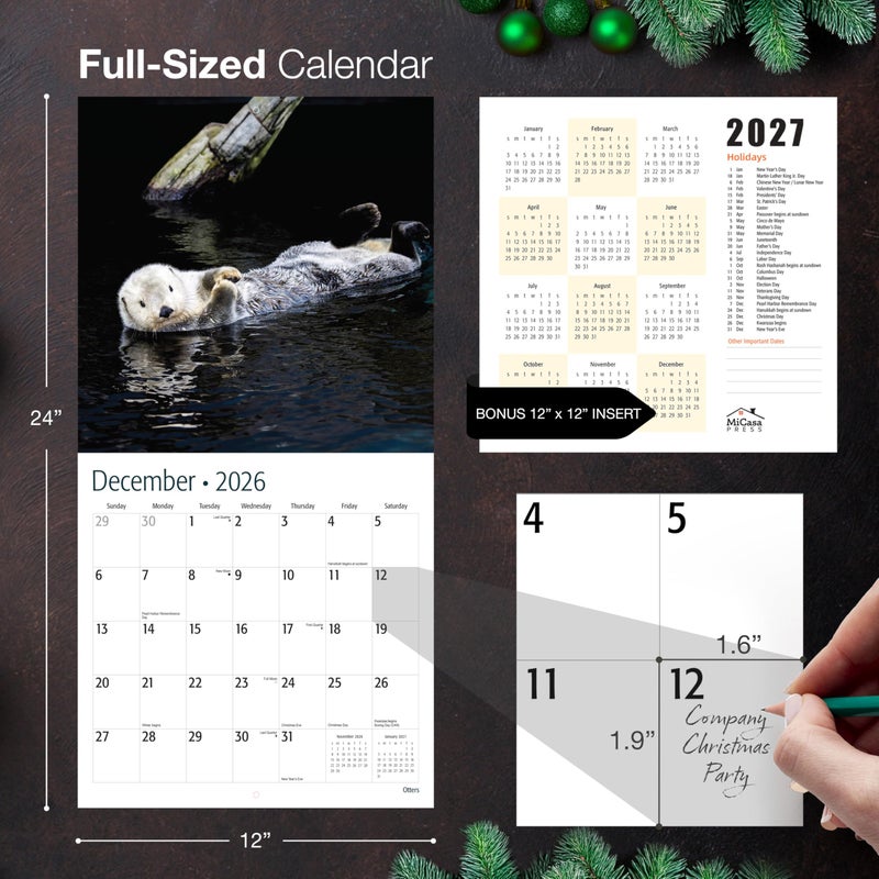 MICASA PRESS Otters 2026 Wall Calendar 12 Month | 12â€ x 24â€ Open | Thick & Sturdy Paper | Holiday Gift | Cute Animal Calendar 2026 - Image 5