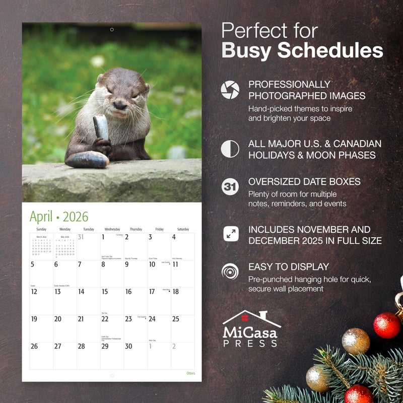 MICASA PRESS Otters 2026 Wall Calendar 12 Month | 12â€ x 24â€ Open | Thick & Sturdy Paper | Holiday Gift | Cute Animal Calendar 2026 - Image 2