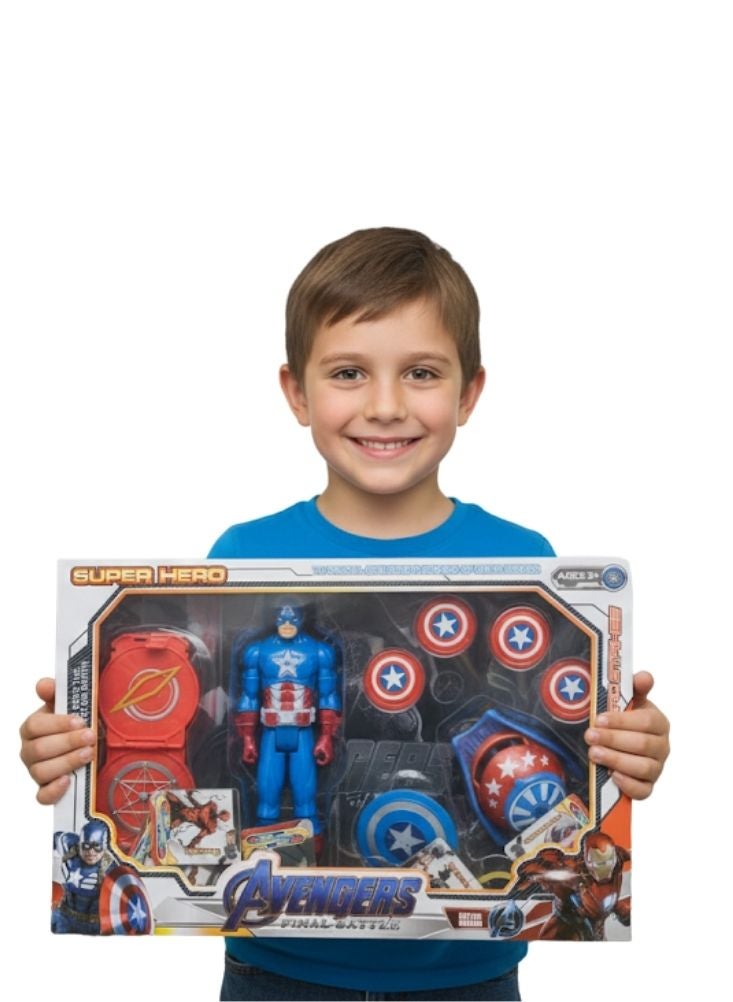 Premium Avengers Final Battle Captain America Action Figure Toy Set with Shield and Accessories - Image 1