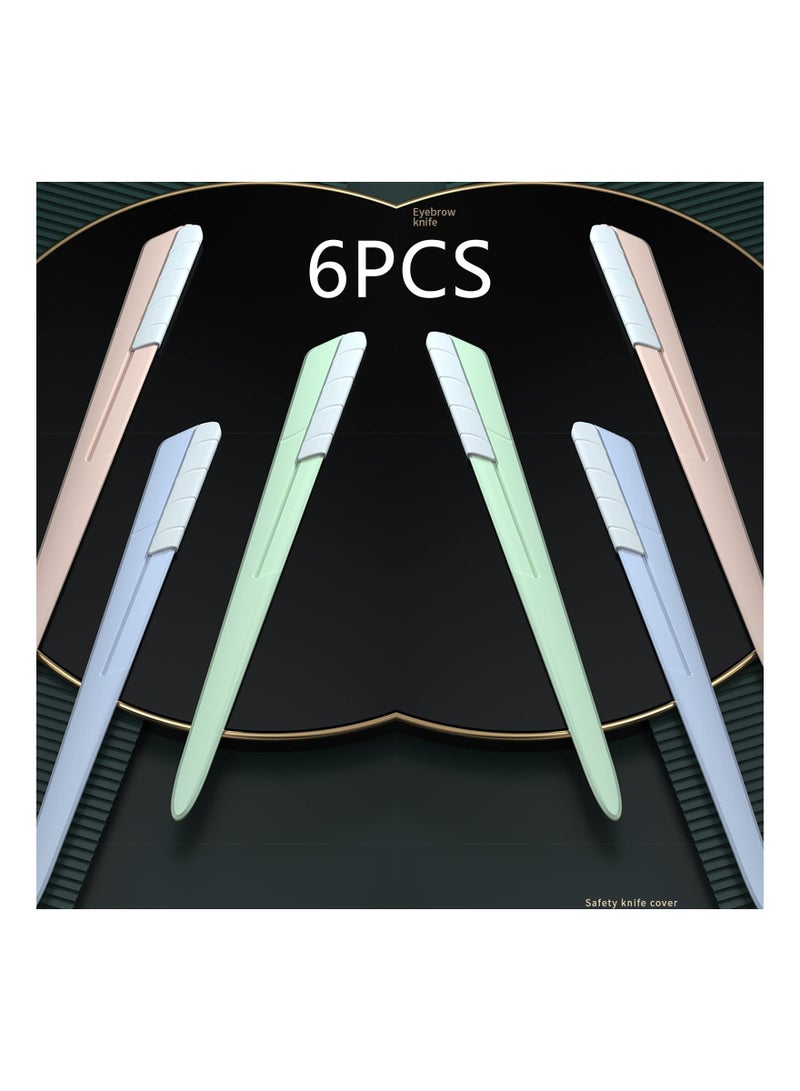 SYOSI Eyebrow Razor for Women, 6 pcs eyebrow trimmers with sliding cover, Ergonomic Eyebrow Shaper and Facial Razor, for Peach Fuzz, Exfoliating Face Razor, Gentle Skin Exfoliation Blade - Image 2