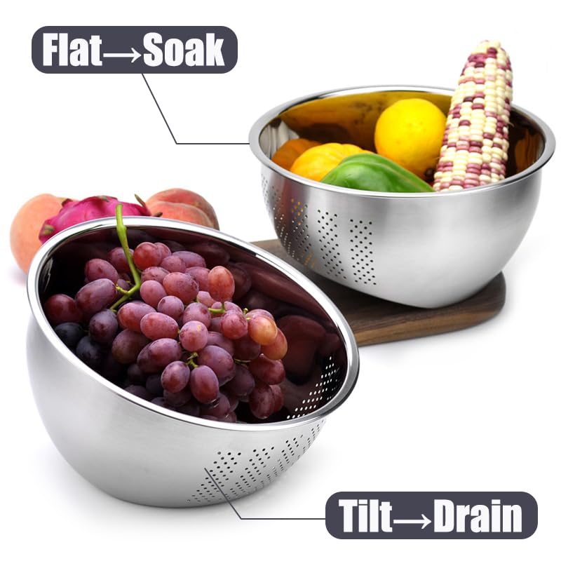 DOPMEP Rice Washer Strainer Bowl Stainless Steel Quinoa Washing Bowl With Side Drainers Colander for Cleaning Rinsing Fruits Vegetables and Beans Versatile Kitchen Tool - Image 5