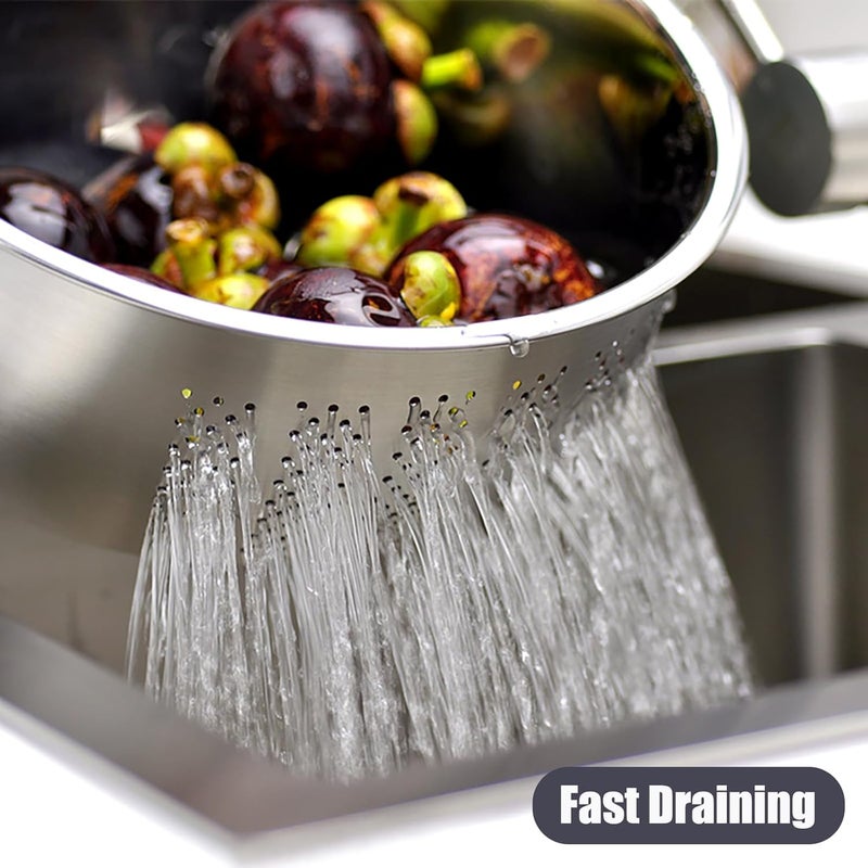 DOPMEP Rice Washer Strainer Bowl Stainless Steel Quinoa Washing Bowl With Side Drainers Colander for Cleaning Rinsing Fruits Vegetables and Beans Versatile Kitchen Tool - Image 4