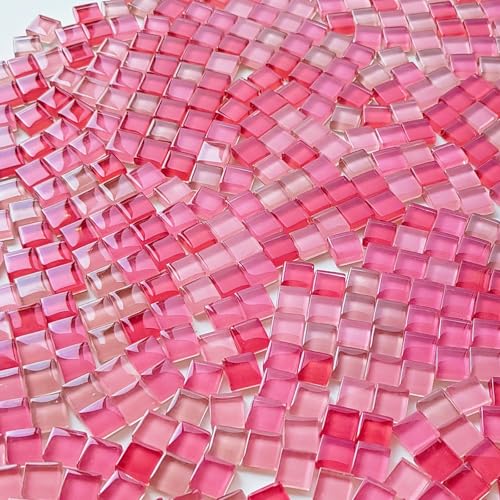 AONUOAO 11LB 039 Square Pink Mix Crystal Glass Mosaic Tiles for Crafts Mosaic Tiles for Crafts Bulk Mosaic Pieces for Crafts and Stepping Stones Mosaic Making Supplies - Image 1