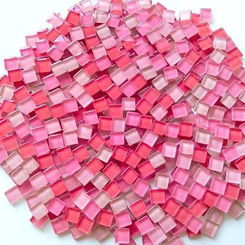 AONUOAO 11LB 039 Square Pink Mix Crystal Glass Mosaic Tiles for Crafts Mosaic Tiles for Crafts Bulk Mosaic Pieces for Crafts and Stepping Stones Mosaic Making Supplies - Image 3