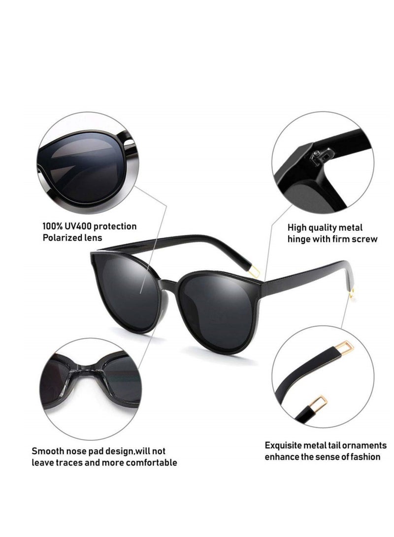 سيوسي نظارات شمسية كبيرة الحجم للنساء والرجال نظارات شمسية عصرية ذات إطار كبير ريترو نظارات شمسية بإطار كبير أسود - Image 5