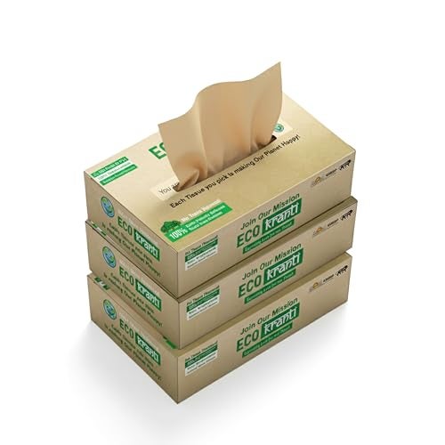 Eco Kranti - Bamboo Facial Tissue Paper Box | 100 Pulls x 3 Packs | 100% Natural | Soft & Absorbent Face Tissues | Biodegradable, Compostable & Eco-Friendly | Travel-Friendly Napkins - Image 1