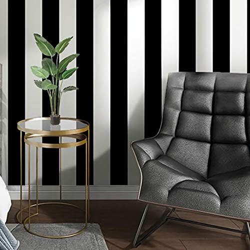 Guvana Stripe Black and White Peel and Stick Wallpaper Self-Adhesive Wallpaper 118"x17.7" Removable Contact Paper Waterproof Wall Paper Decorative Wall Covering Cabinets Shelves Drawer Liner Vinyl - Image 1
